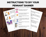 Lime Green and Blue Football Pennant Banner Printable