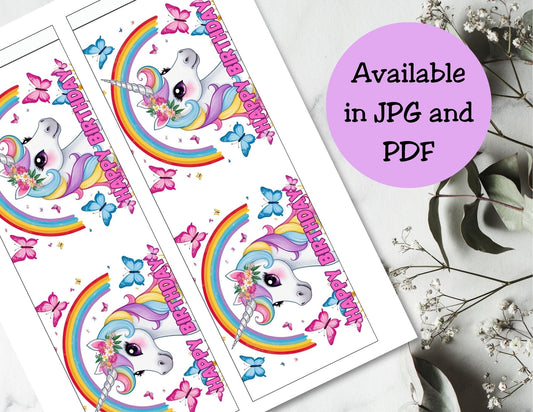 Unicorn Rainbow Pringles Labels Printable Party Favors