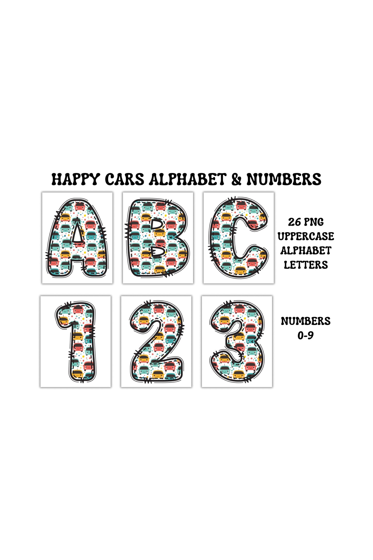 Cars Alphabet Clipart Set