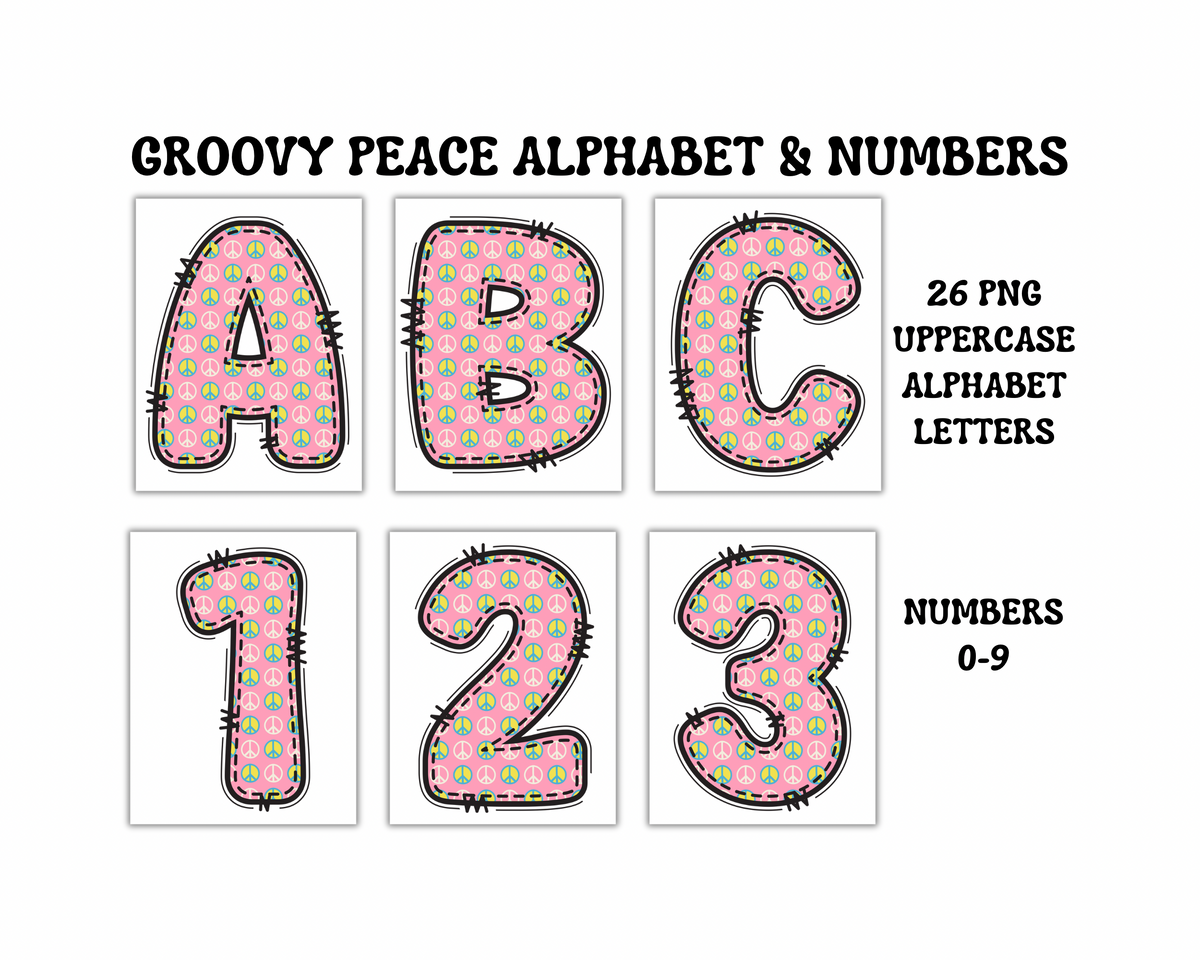 Groovy Alphabet Clipart Letters and Numbers