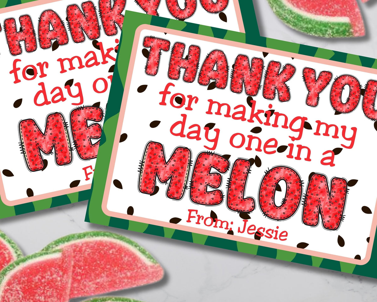 One in a Melon Thank You Canva Template Bag Topper Printable