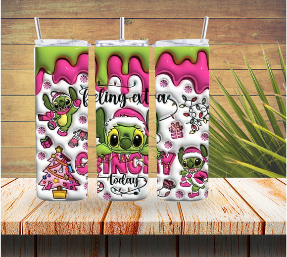 Feeling Extra Grinchy Stitch 20 ounce Stainless Steel Tumbler  #529