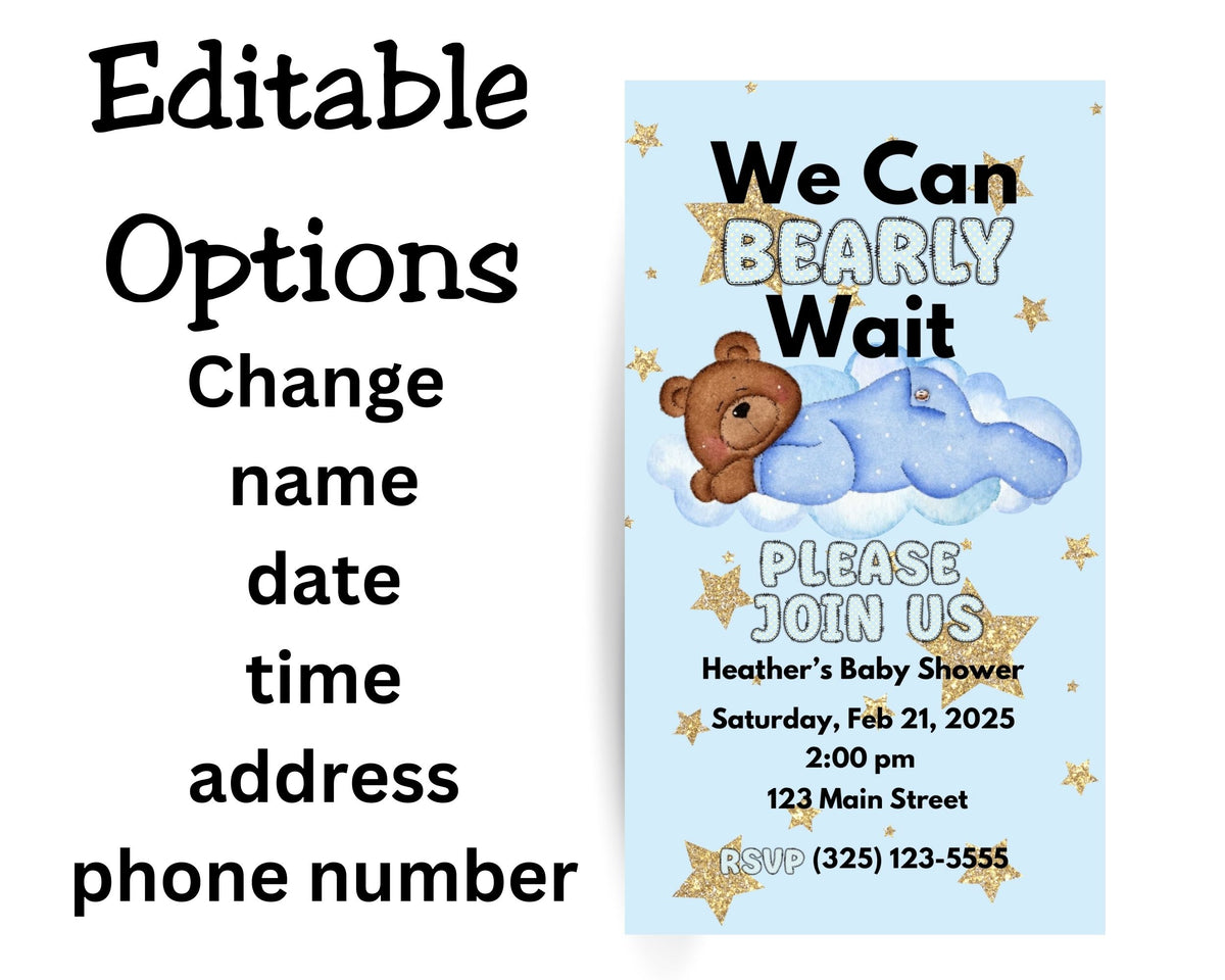 We Can Barely Wait Editable Digital Invitation