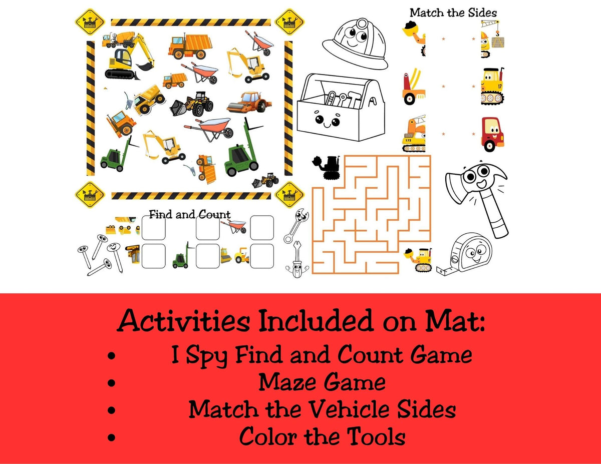 Construction Birthday Placemat – Printable Party Activity