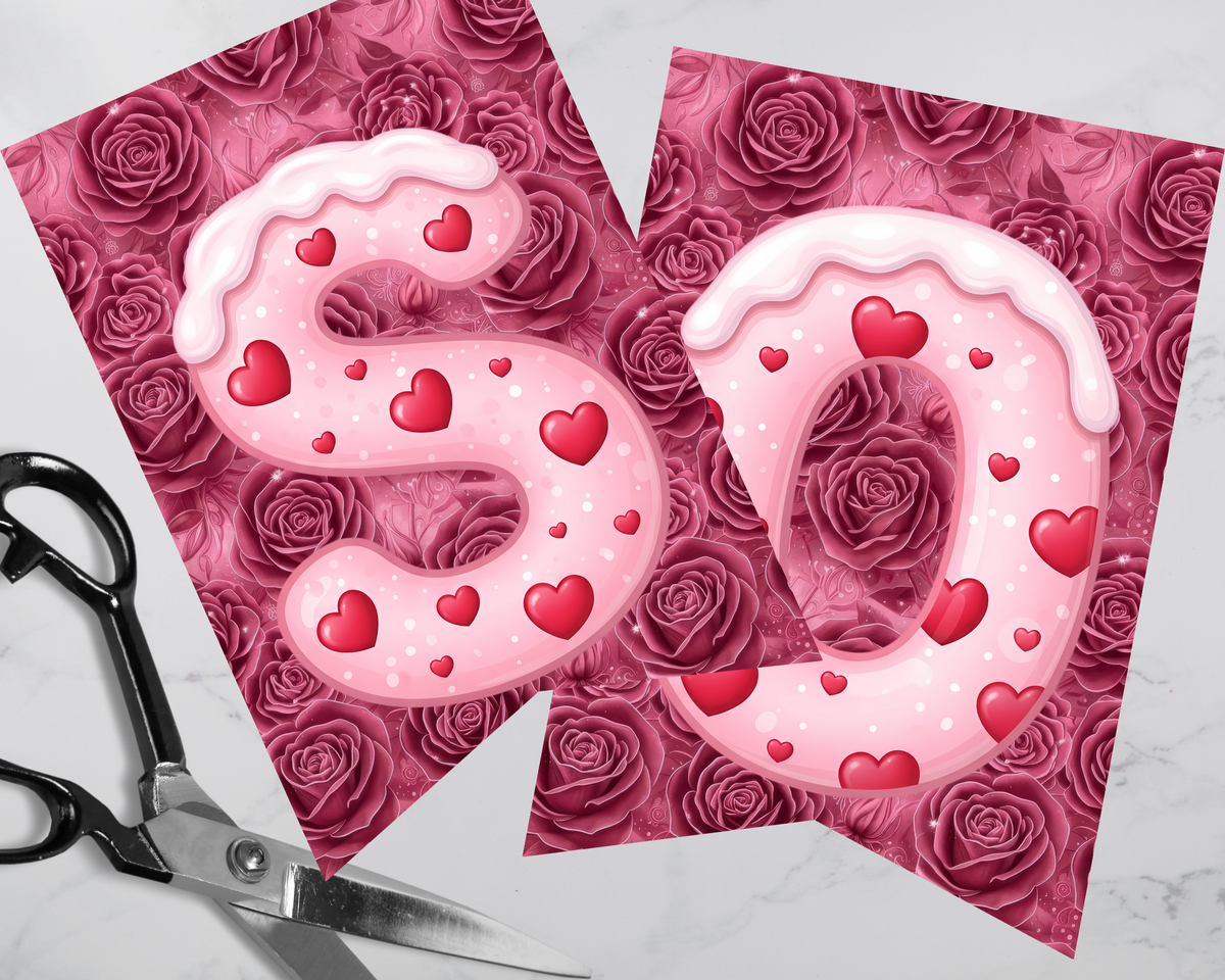 Valentine Alphabet Pennant Banner Letters Printable