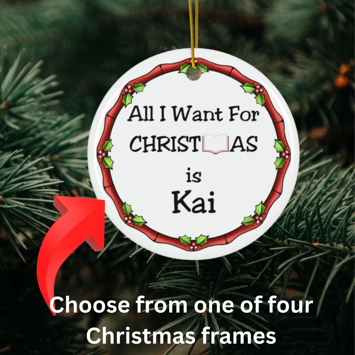 Personalized Book Boyfriend Christmas Ornament for Book Lovers