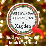 Personalized Book Boyfriend Christmas Ornament for Book Lovers
