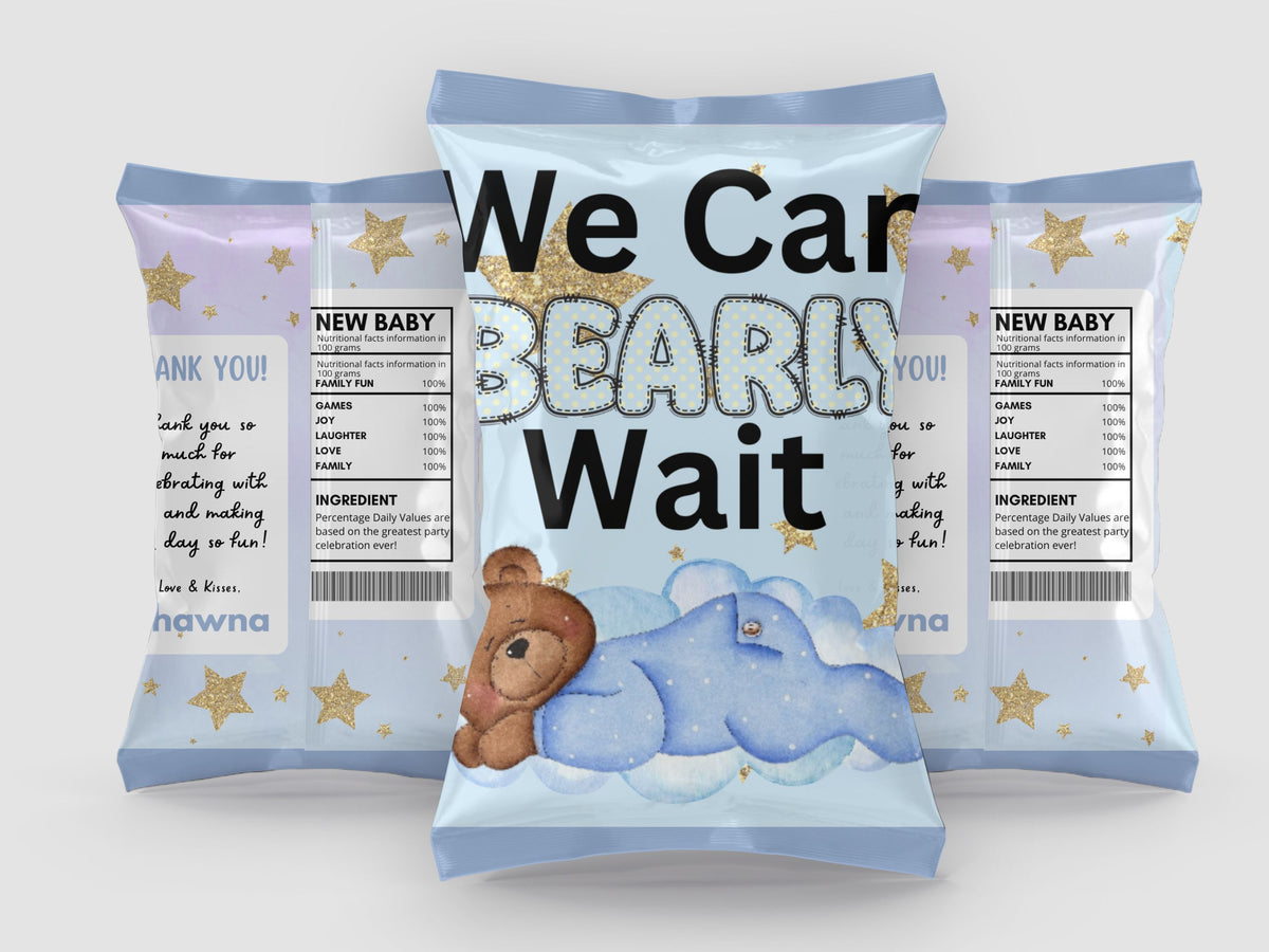 We Can Bearly Wait Chip Bag Canva Template