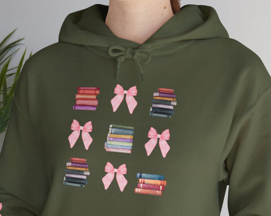 Pink Coquette Bow Book Lover Hoodie Sweatshirt