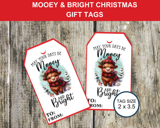 Mooey and Bright Christmas Gift Tags Printable