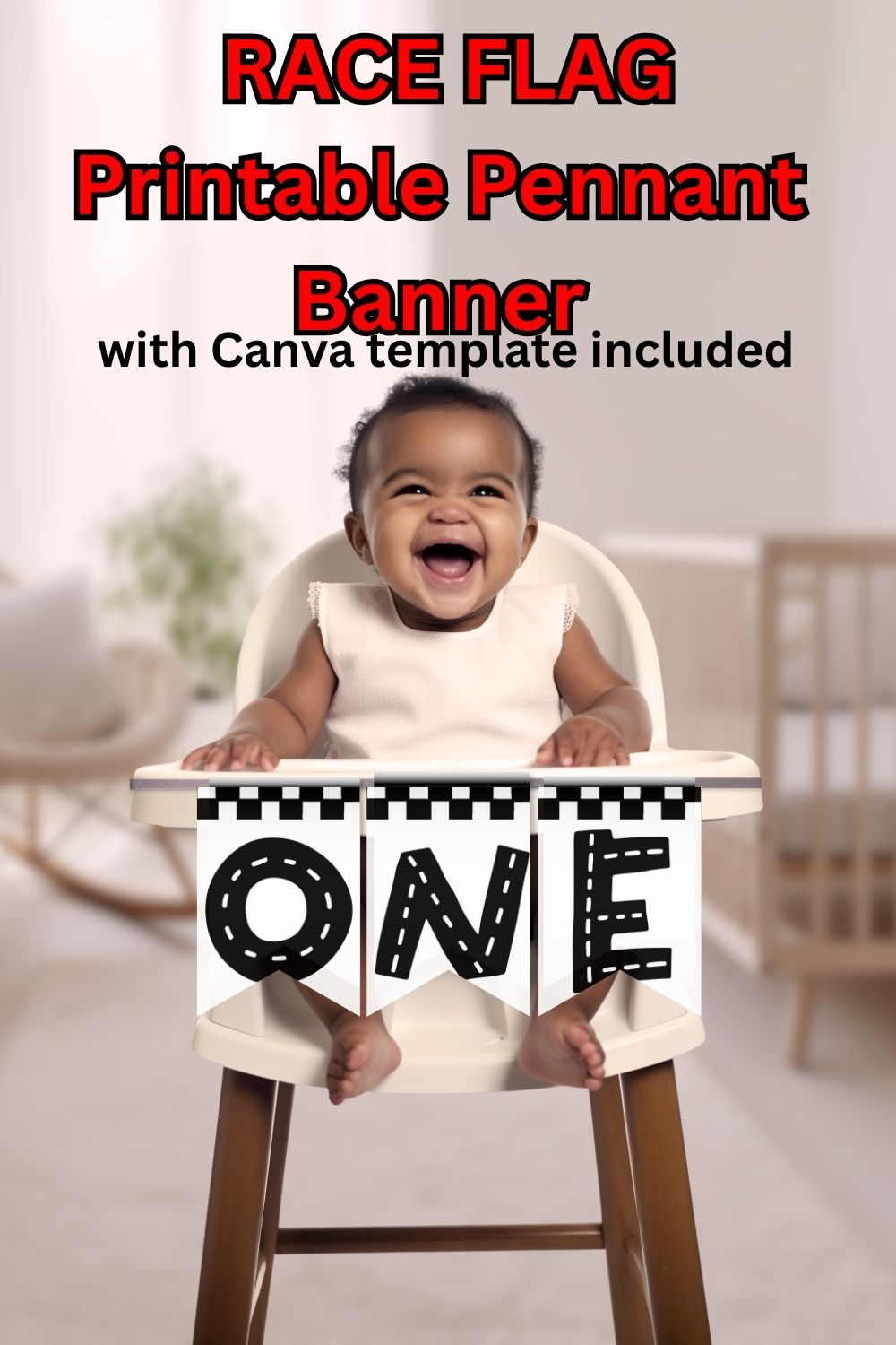 Racing Flag Pennant Banner Printable with Canva Template
