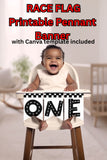 Racing Flag Pennant Banner Printable with Canva Template