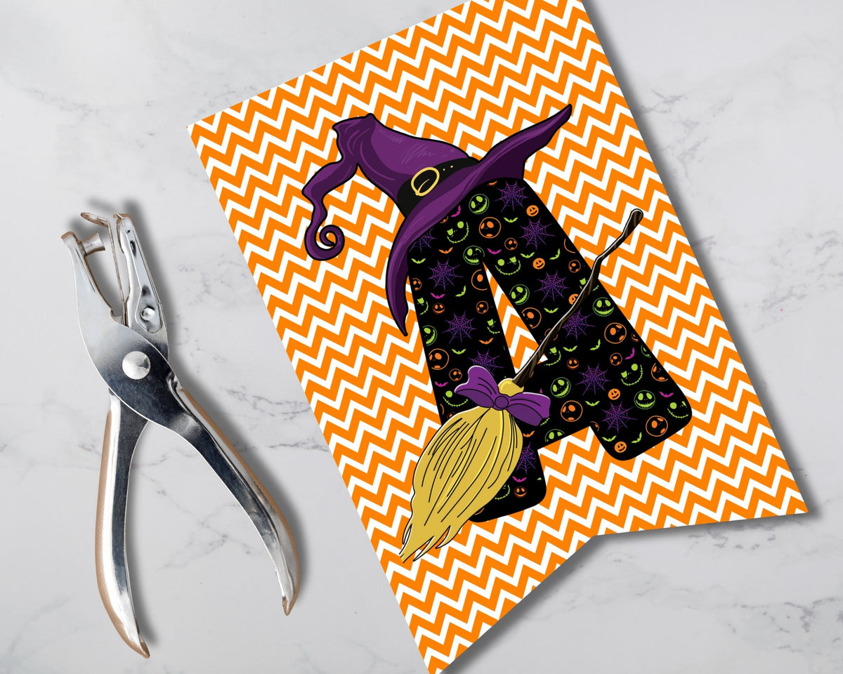 Chevron Witch Halloween Pennant Banner Printable