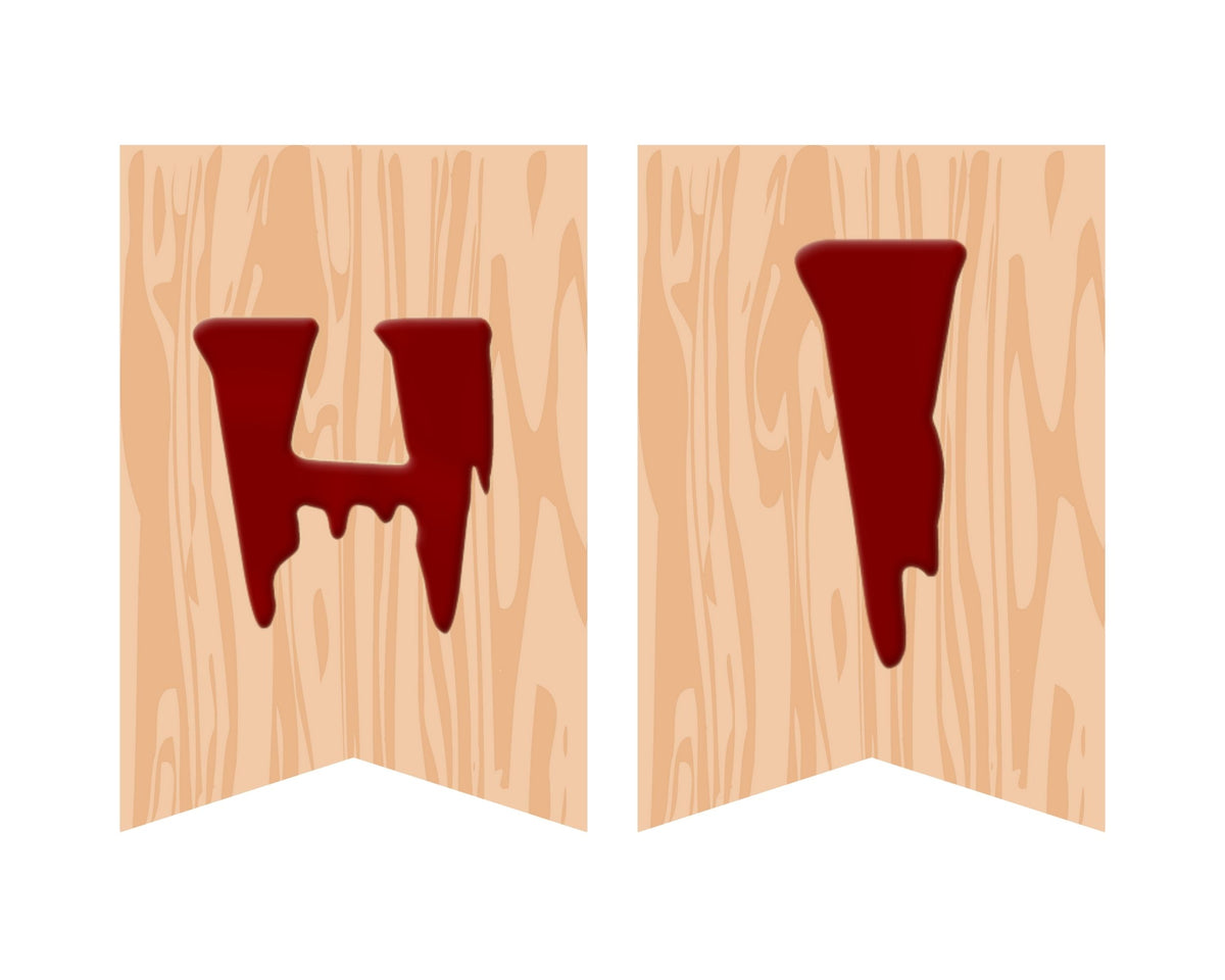 Bloody Wall Halloween Party Pennant Banner Printable