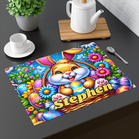 Personalized Easter Bunny Placemat, 1pc, custom kids placemat, cute spring bunny dinning table decor kitchen decoration