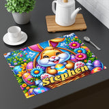 Personalized Easter Bunny Placemat, 1pc, custom kids placemat, cute spring bunny dinning table decor kitchen decoration