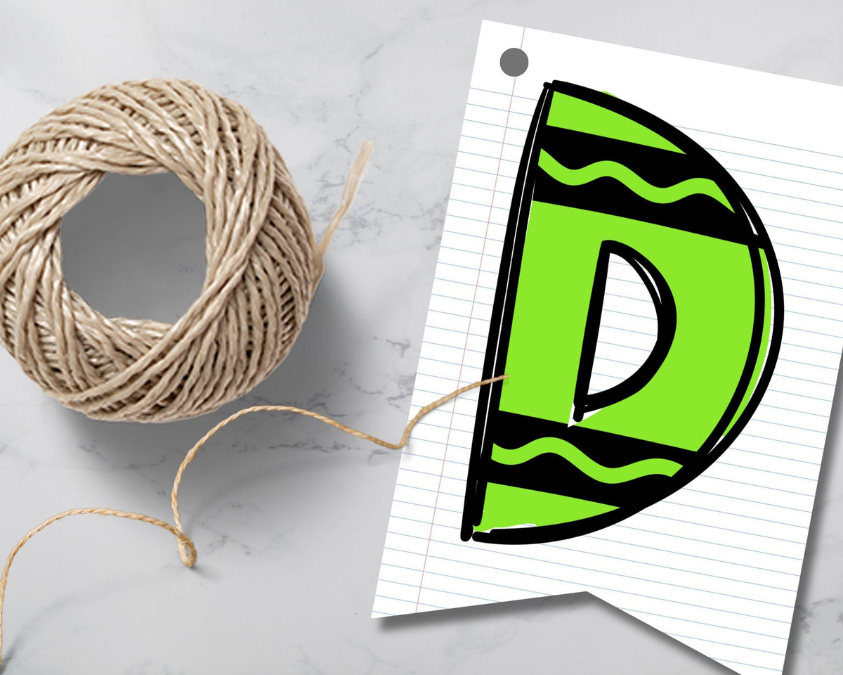 Crayon Printable Pennant Banner Canva Template
