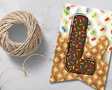 Ice Cream Pennant Banner Printable and Canva Template