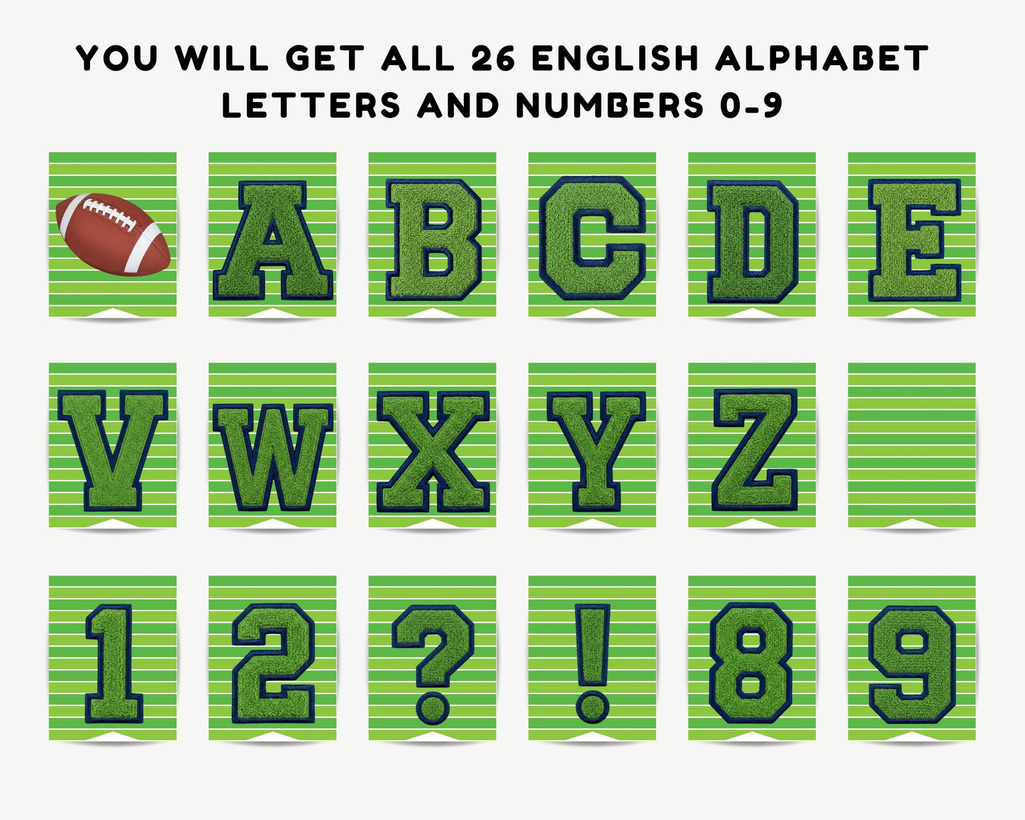 Lime Green and Blue Football Pennant Banner Printable