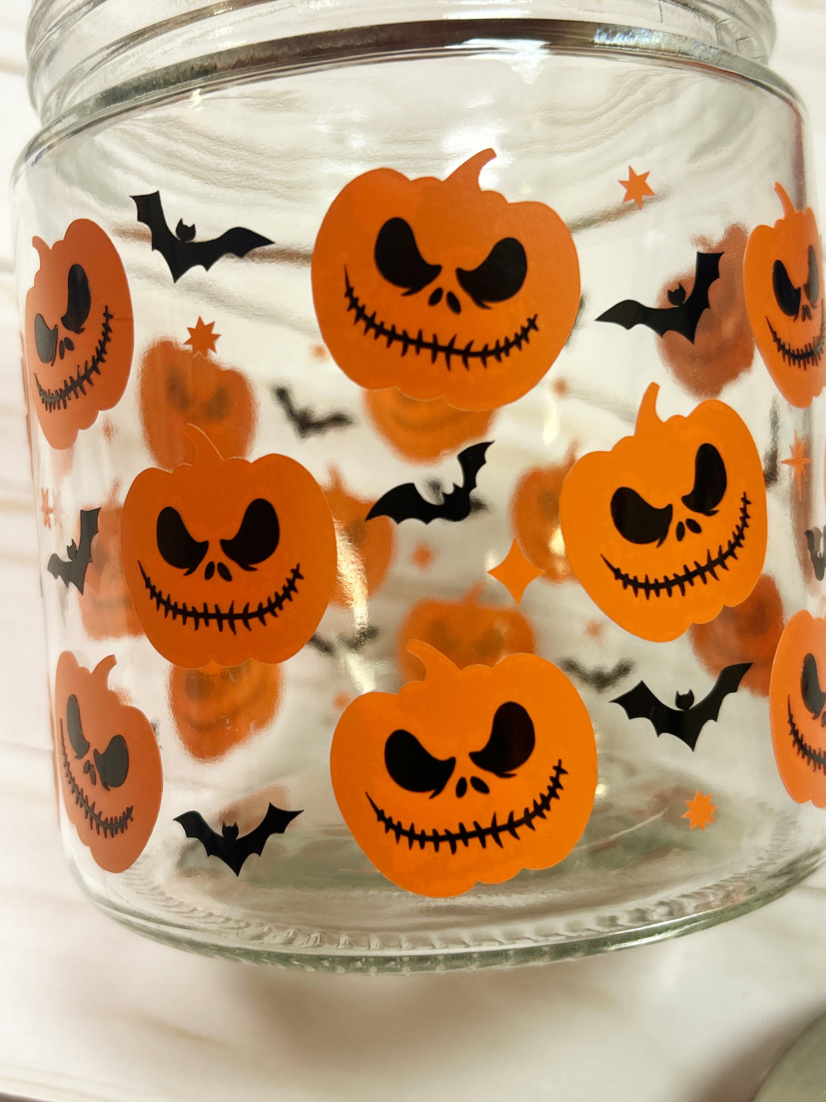 Spooky Pumpkin and Bats Candy Jar