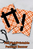 Fall Orange Plaid Pennant Banner P