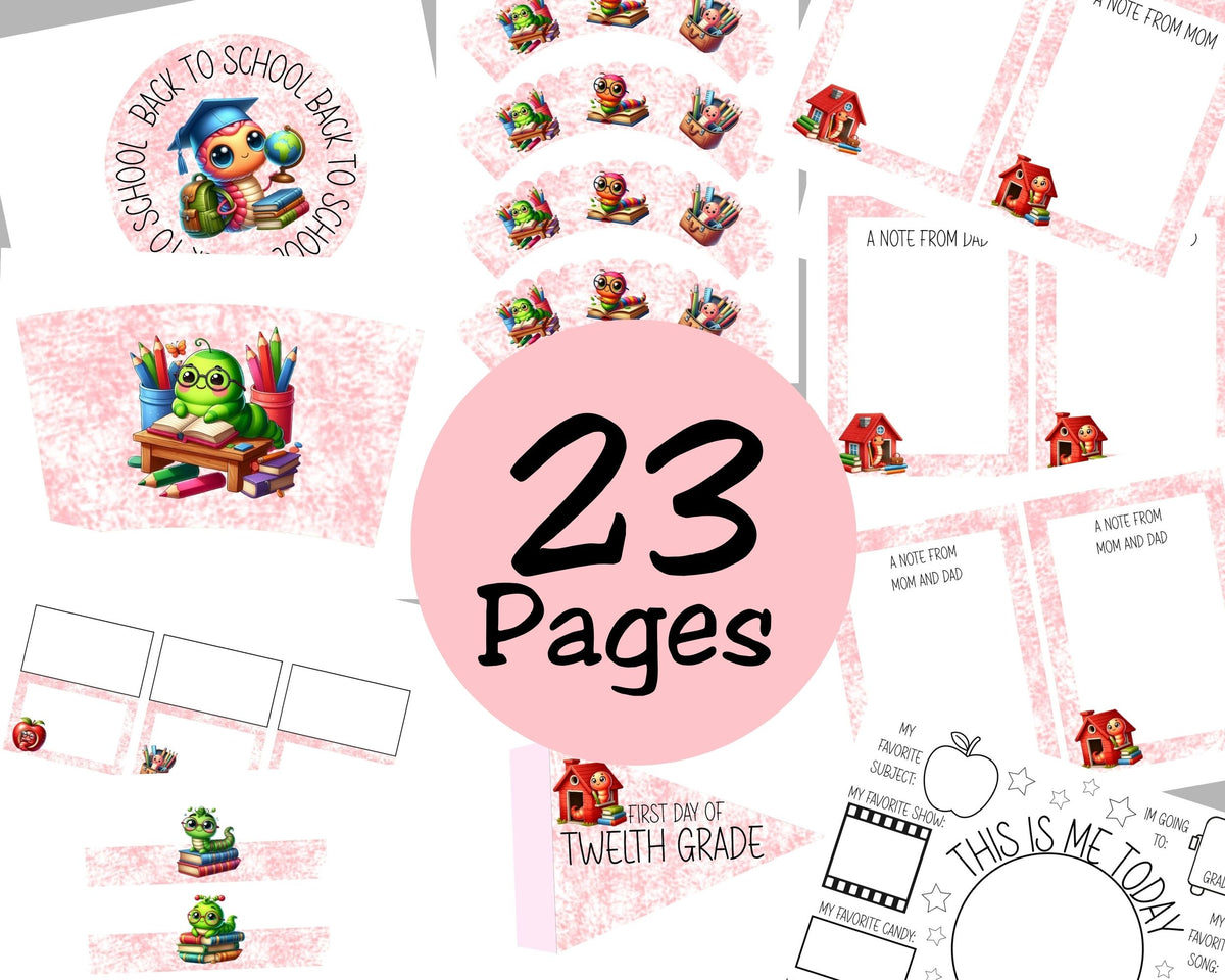 Bookworm Back to School Breakfast Printable Set