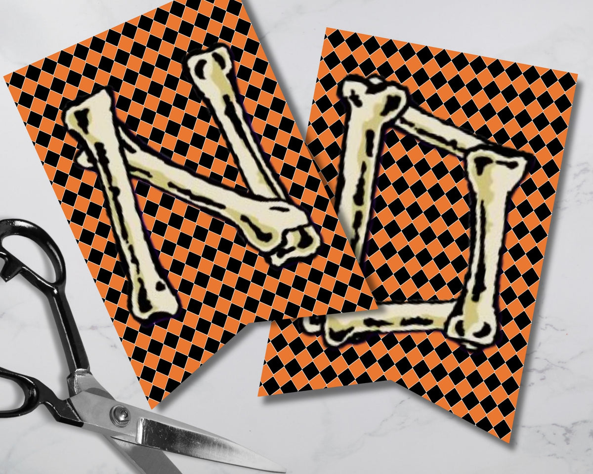 Halloween Bones Pennant Banner Canva Template