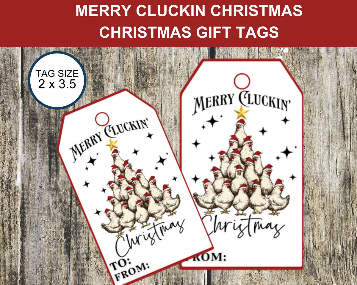 Merry Cluckin Christmas Chicken Gift Tags Printable