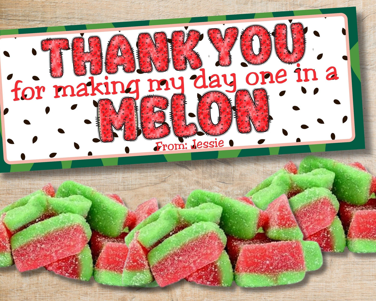 One in a Melon Thank You Canva Template Bag Topper Printable