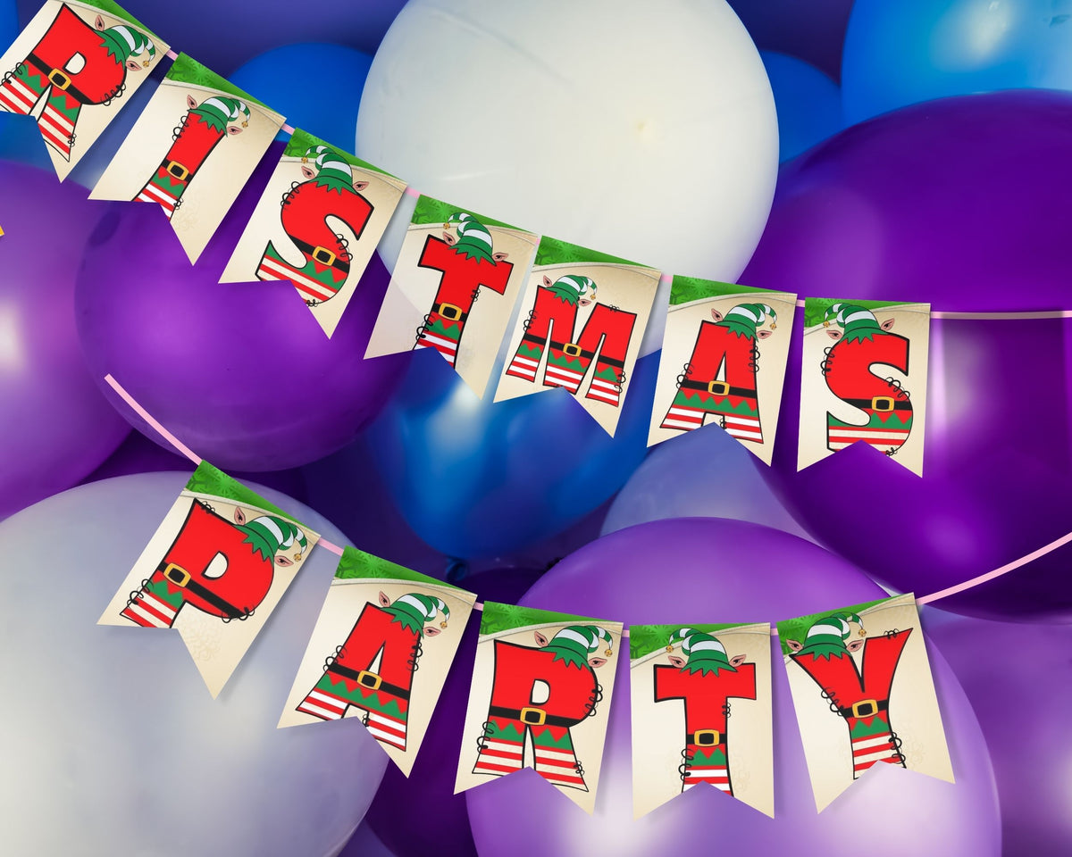 Christmas Elf Pennant Banner Printable Canva Template