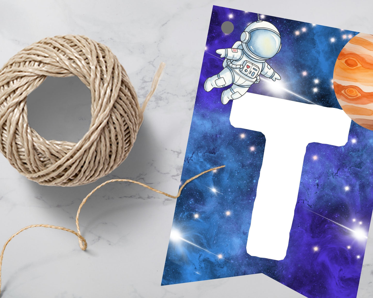 Space Alphabet Pennant Banner Set (A–Z + 0–9) – Astronaut Party Decor Printable
