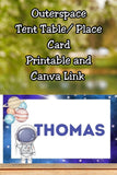Outer Space Food Tent Cards Printable