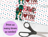 Dinosaur Valentine Pringles Label & Lid Printable