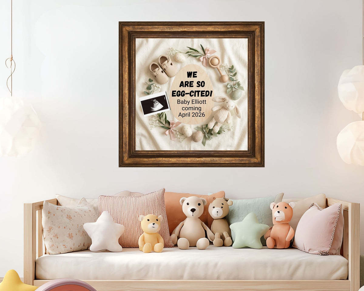 So Egg-Cited Easter Pregnancy Announcement Canva Template