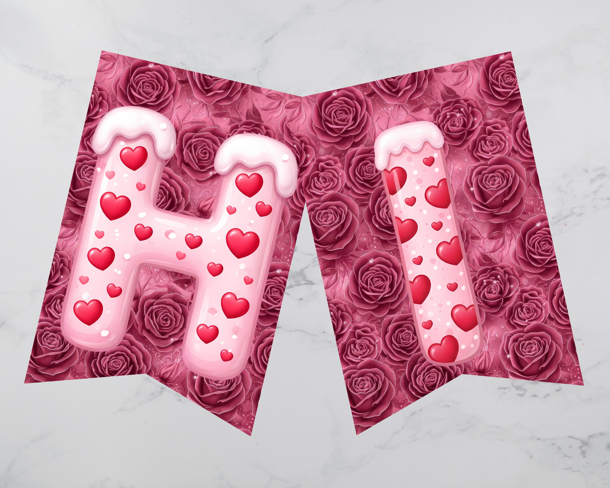 Valentine Alphabet Pennant Banner Letters Printable