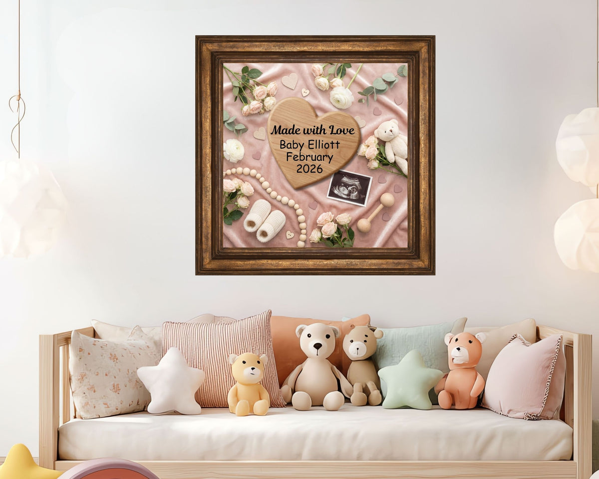 Made with Love Valentine Baby Announcement Canva Template