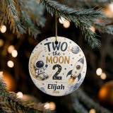 Two the Moon Personalized Ornament, 2nd Birthday Ornament, Space Birthday Keepsake, Custom Name Ornament, Astronaut Birthday Gift