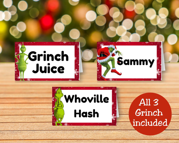 Grinch Table Place Card Printable with Canva Template