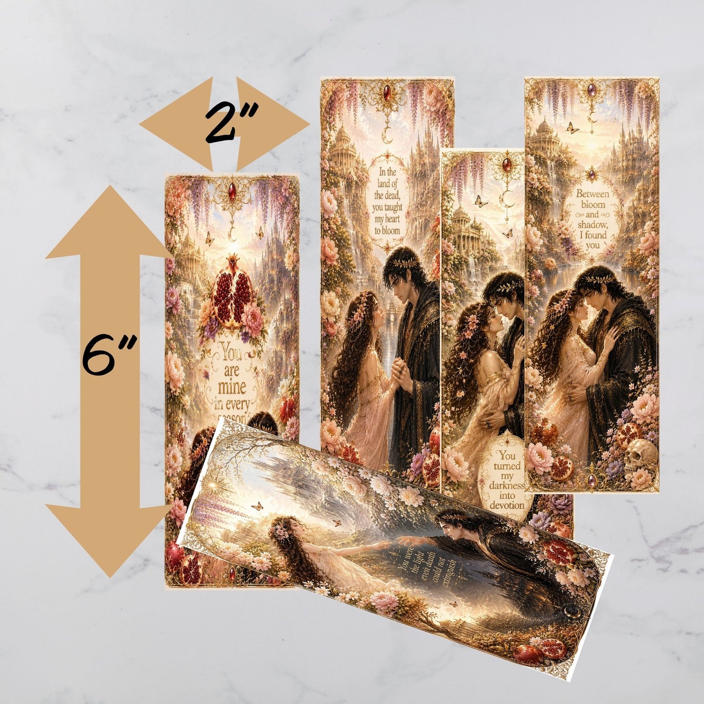 Hades and Persephone Printable Bookmark Set | Dark Romance Fantasy Bookmarks | Romantasy Reader Gift Digital Download