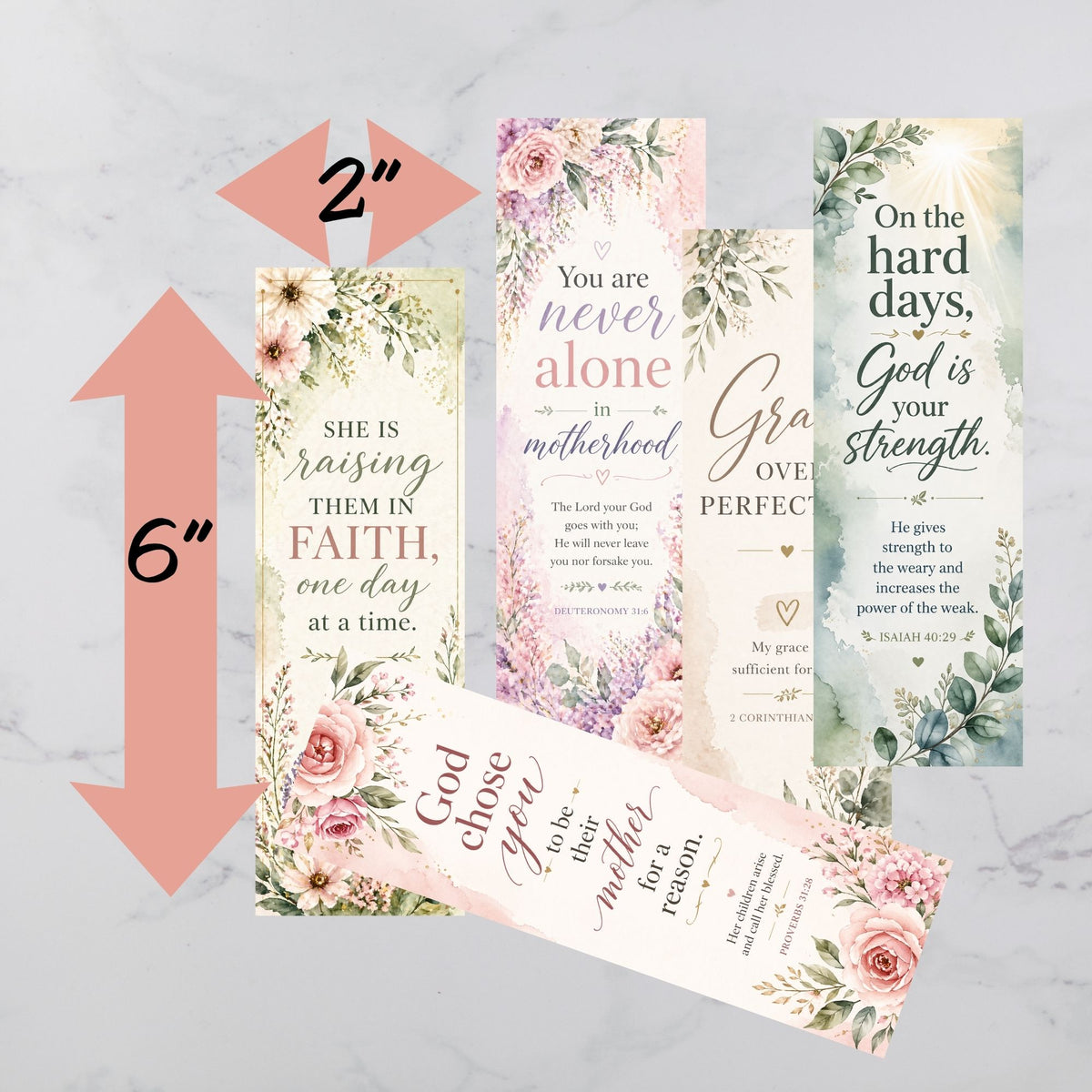 Christian Motherhood Bookmark Set – Printable Bible Verse Bookmarks for Moms (Set of 5)
