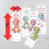 Printable Dinosaur Valentine Bookmarks for Kids