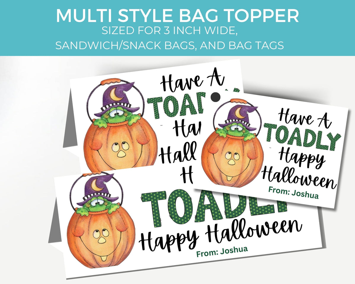 Toad Halloween Bag Topper Printable Canva Template