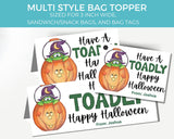 Toad Halloween Bag Topper Printable Canva Template