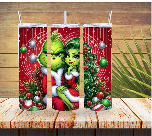 Grinch Couple Christmas 20 ounce Stainless Steel Tumbler   *609