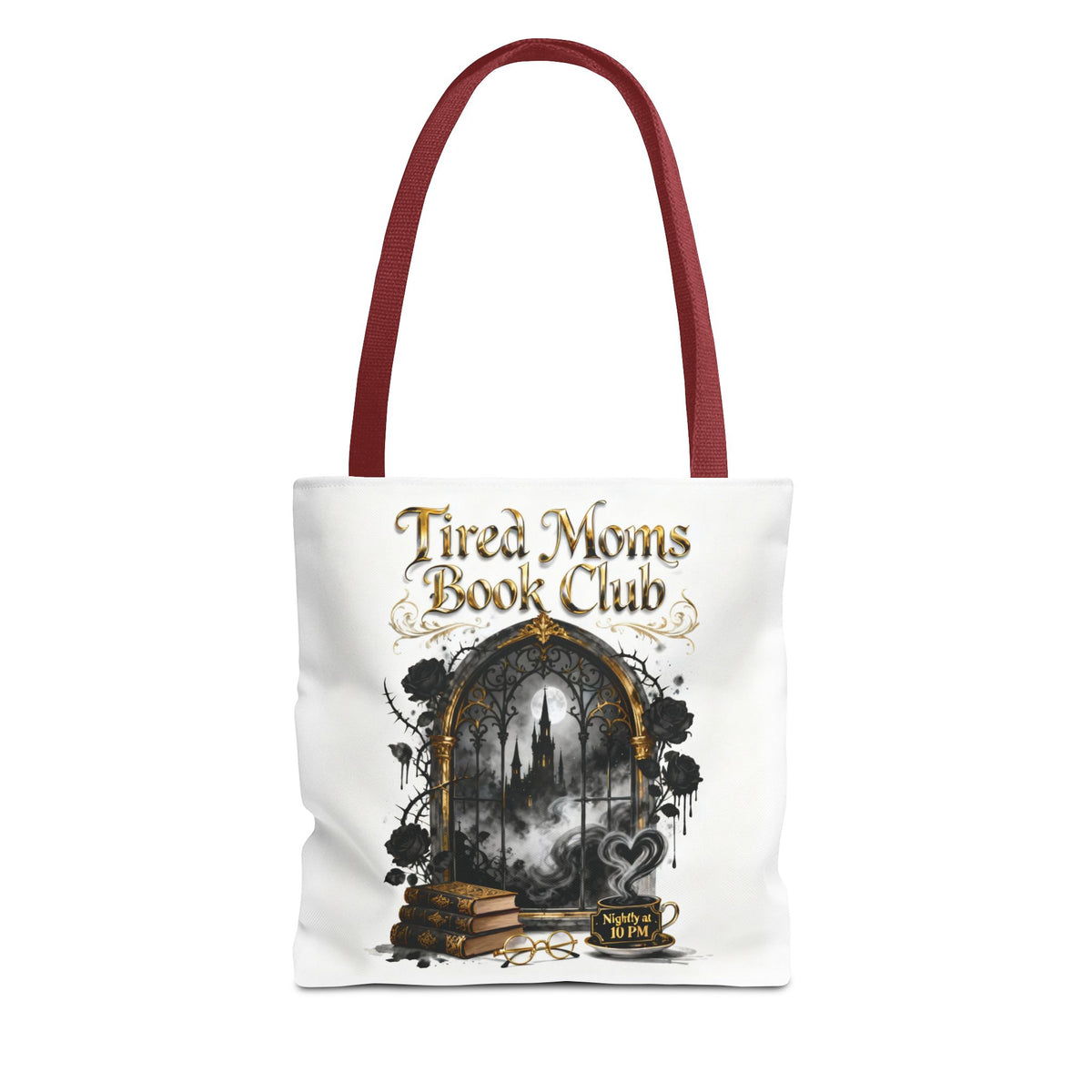 Tired Moms Book Club Tote Bag, Book Lover Gift, Funny Booktok Reader Bag, Booktrovert Mom Tote, Gothic Bookish Aesthetic Bag