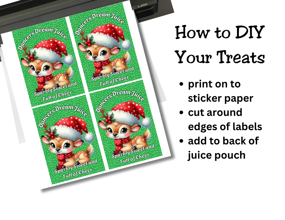 Reindeer Capri Sun Labels – Printable Christmas Drink Pouch Stickers for Kids