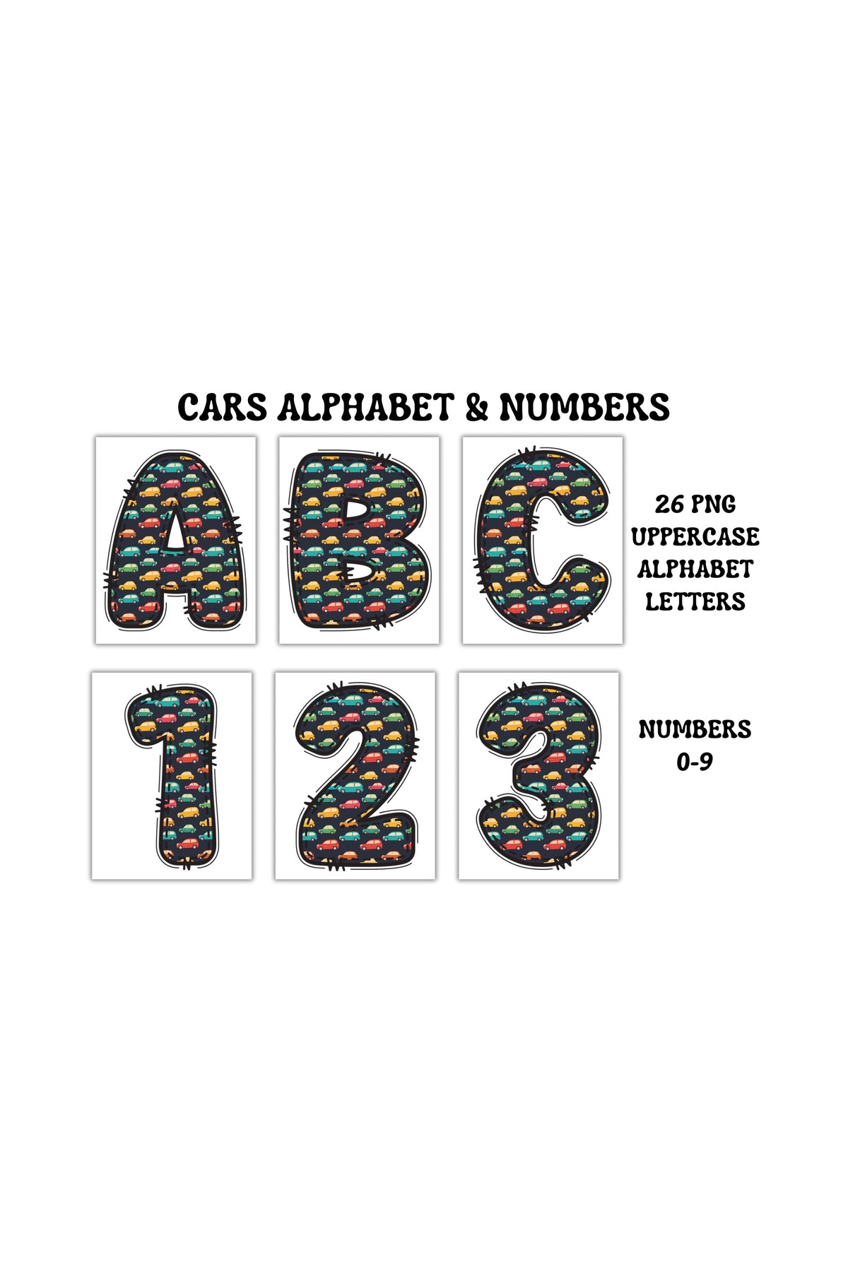 Cars Alphabet Clipart Set