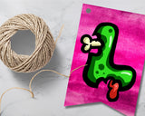 Pink Zombie Halloween Pennant Banner Printable