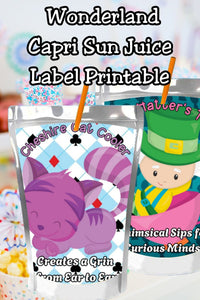 Alice in Wonderland Capri Sun Printable Labels