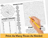 Thanksgiving Activity Placemats for Kids, Printable Thanksgiving Games, Kids Table Activities